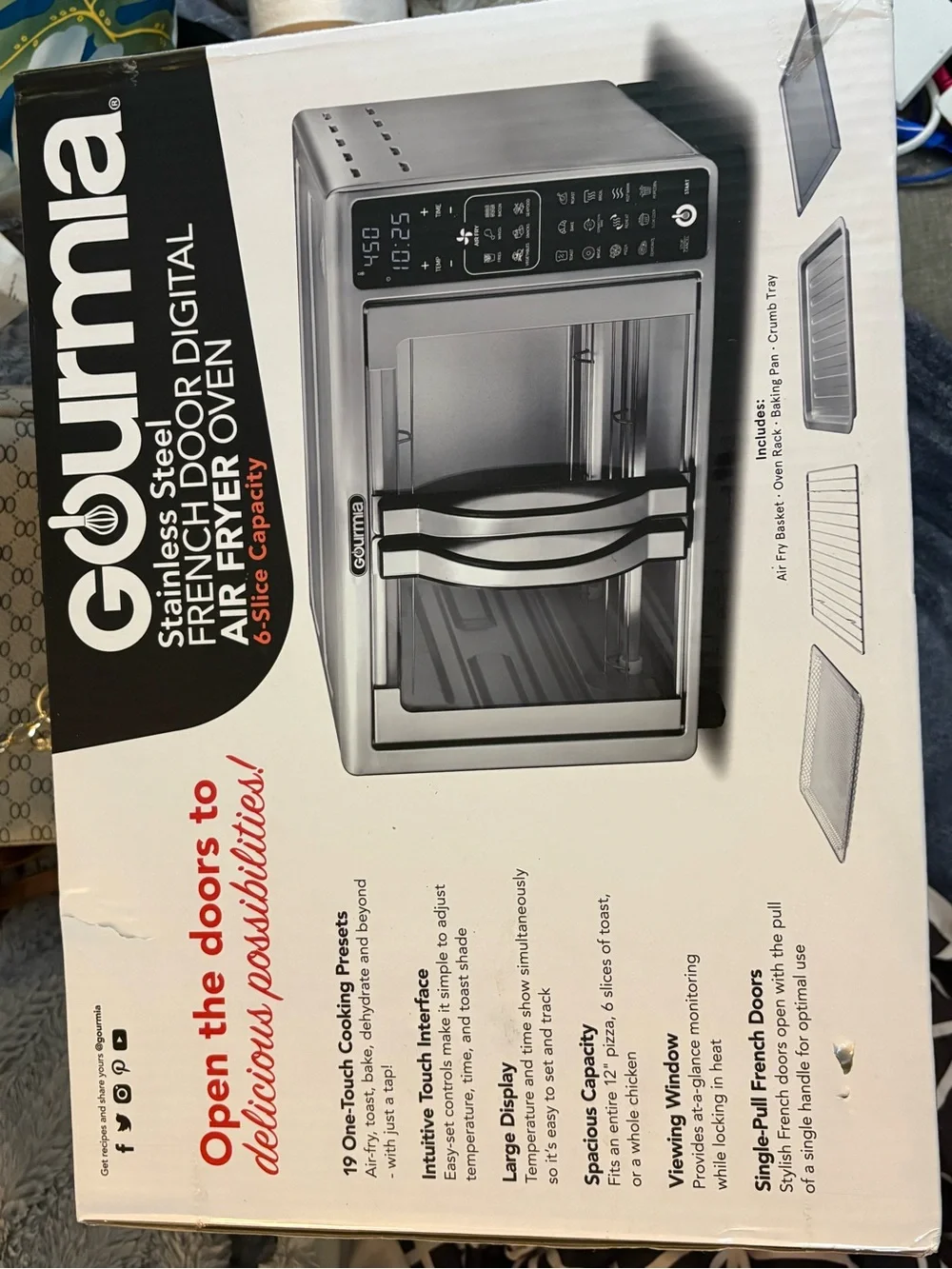 Gourmia Stainless Steel Double Door Digital Air Fryer Oven - Stainless Steel